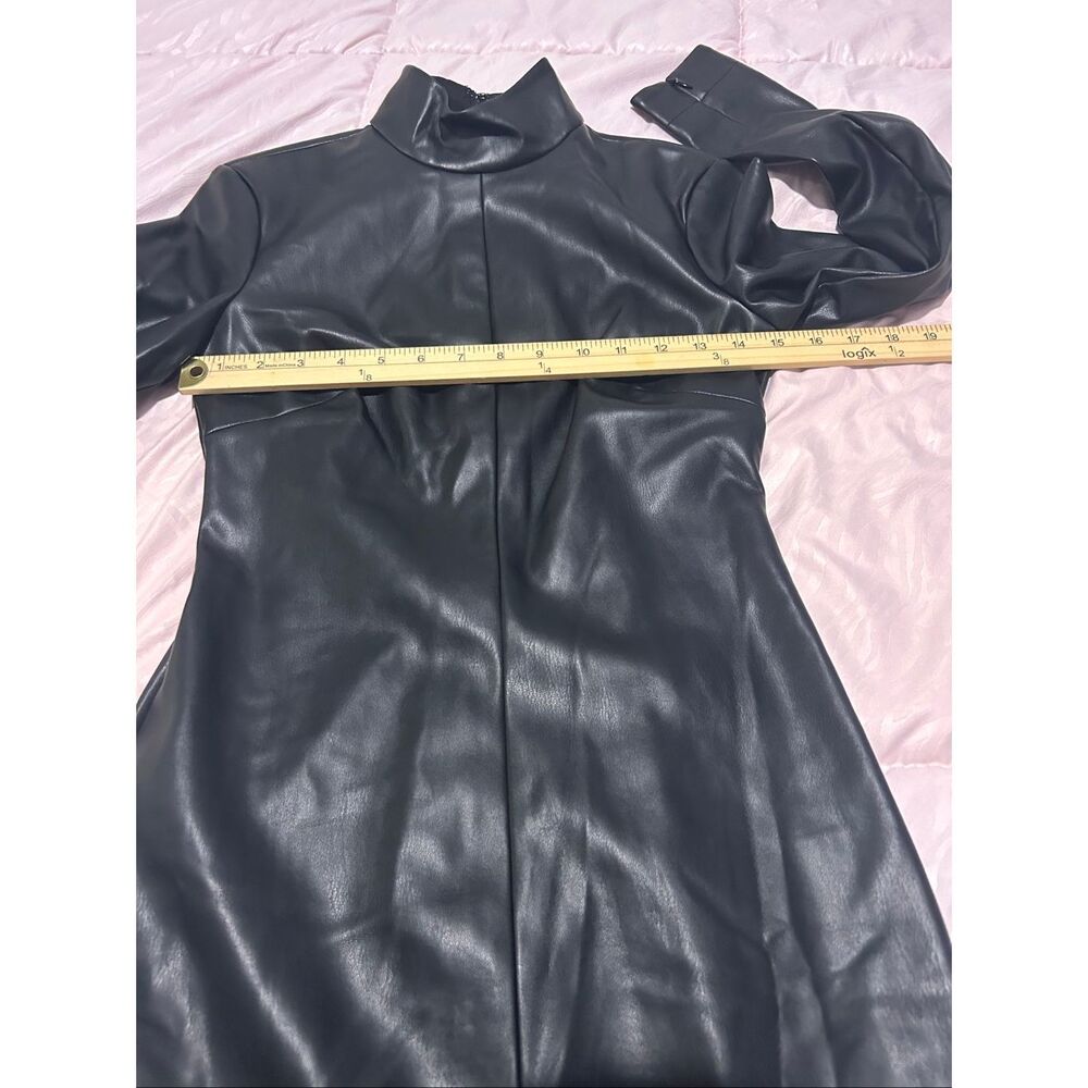 Staud Palettes Faux Leather High Neck Mini Dress Black Size 2 - Picture 14 of 14